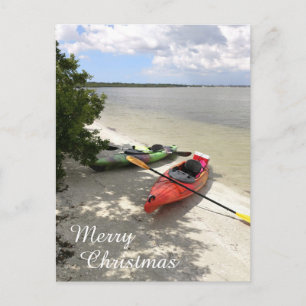 Kayak är på Beach, Kayak jul Vykort