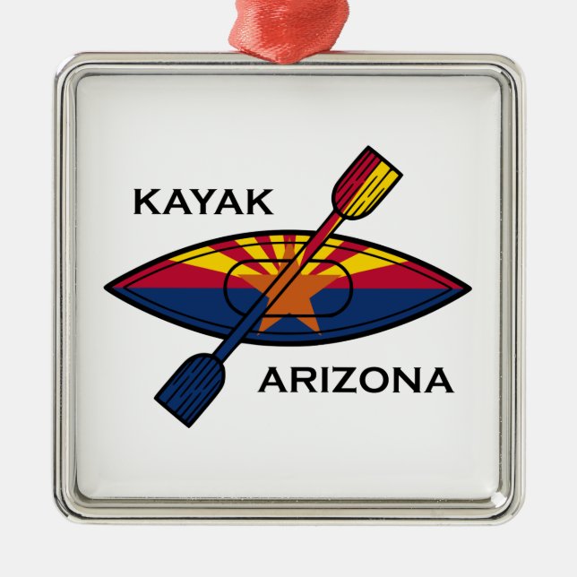 Kayak Arizona Flagga Julgransprydnad Metall (Framsidan)