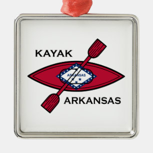 Kayak Arkansas Flagga Julgransprydnad Metall