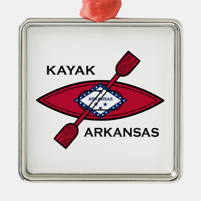 Kayak Arkansas Flagga Julgransprydnad Metall (Framsidan)