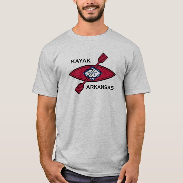 Kayak Arkansas Flagga T Shirt (Framsida)