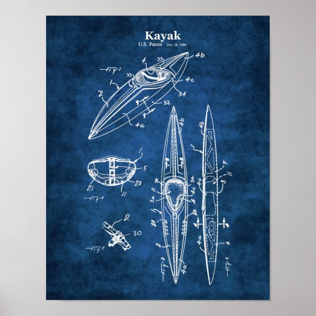 Kayak Blueprint Lakehouse Wall Decor Poster (Framsidan)