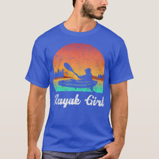 Kayak Boating Vintage Sunset Kayak Girl Kayaking T Shirt