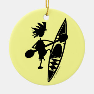 Kayak Canoe Glatt Silhouette Julgransprydnad Keramik