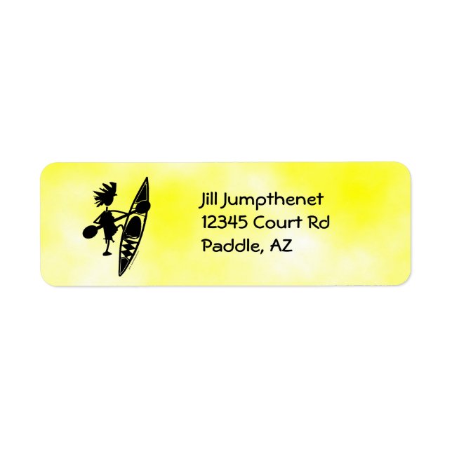 Kayak Canoe Glatt Silhouette Returadress Etikett (Framsidan)