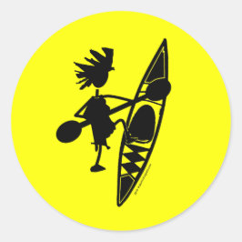 Kayak Canoe Glatt Silhouette Runt Klistermärke