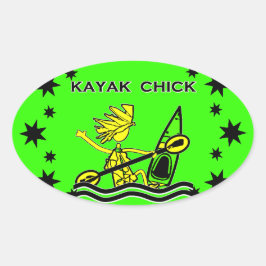 Kayak Chick Design & Sak Ovalt Klistermärke