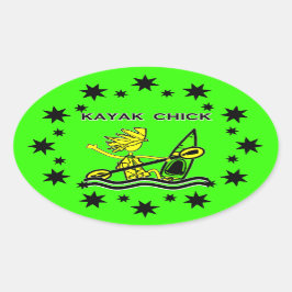 Kayak Chick Design & Sak Ovalt Klistermärke