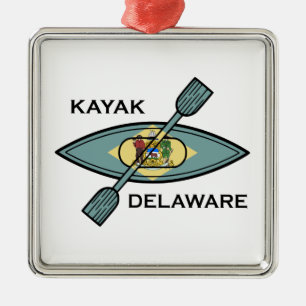 Kayak Delaware Flagga Julgransprydnad Metall