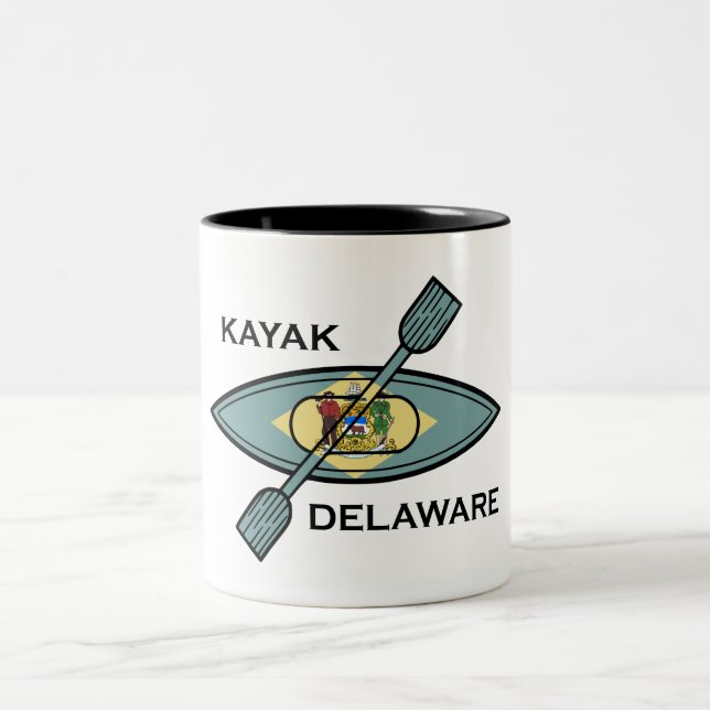 Kayak Delaware Flagga Två-Tonad Mugg (Center)