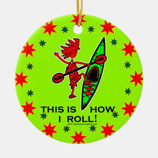 Kayak Det här är så jag rullar II Julgransprydnad Keramik (Framsidan)