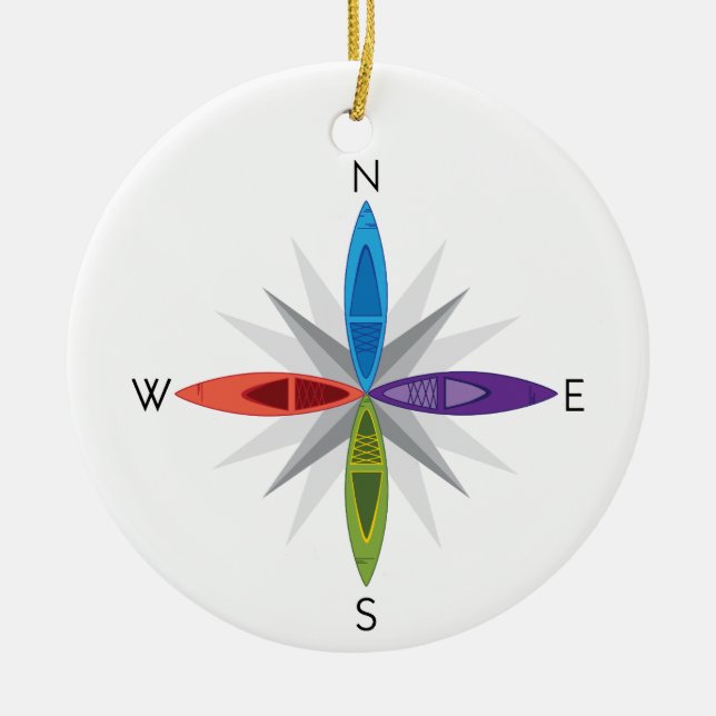 Kayak Directions Julgransprydnad Keramik (Framsidan)
