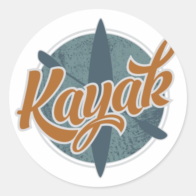 Kayak Emblem Runt Klistermärke (Framsida)