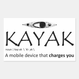 Kayak, en mobil enhet som laddar dig rektangulärt klistermärke