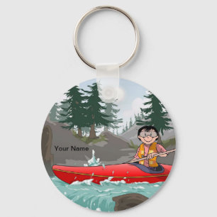 Kayak - Female Tecknad by PrintedPerfection.com Nyckelring