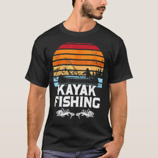 Kayak Fishing Addict Retro Sunset Vintage Sjö Fis T Shirt