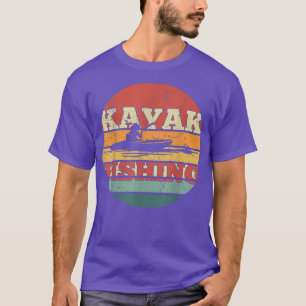 Kayak Fishing Addict Retro Sunset Vintage Sjö Fis T Shirt