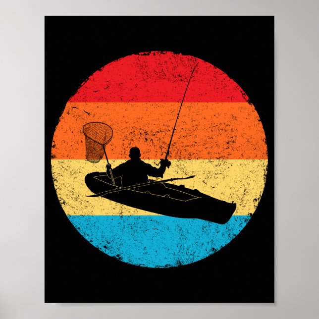 Kayak Fishing Angler som Vintage Kayak Fishing Poster (Framsidan)