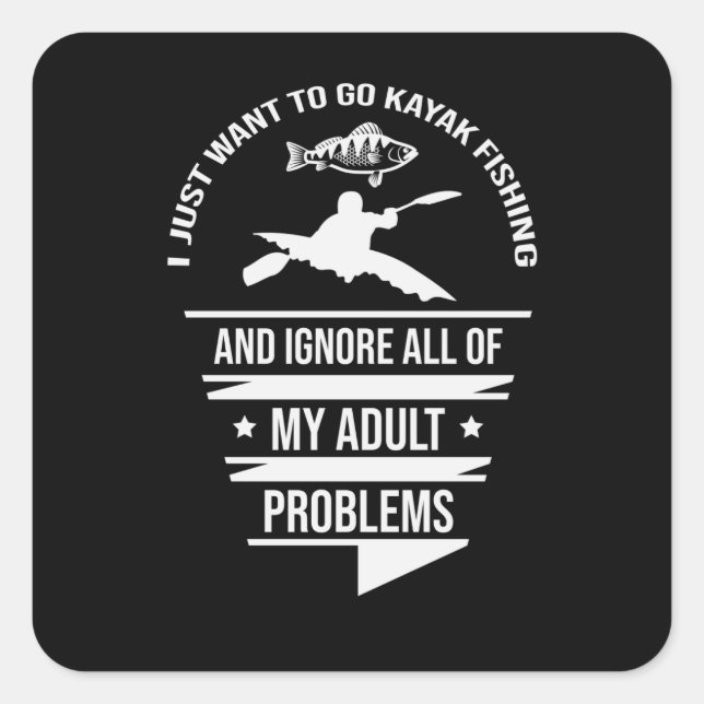 Kayak Fishing Fyrkantigt Klistermärke (Framsida)