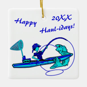 Kayak Fishing Helgdag Ceramic Ornament