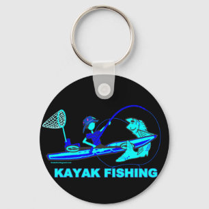 Kayak Fishing in Blues Nyckelring