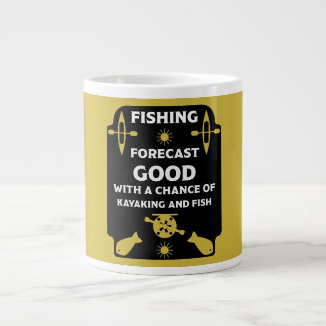 Kayak-fisk och lägerfångst av gåvor från resa jumbo mugg (Framsidan)