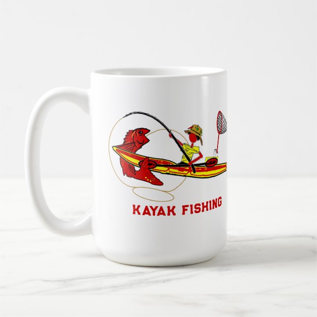 Kayak fiskar legenden i Bright Coffee Mugg (Vänster)