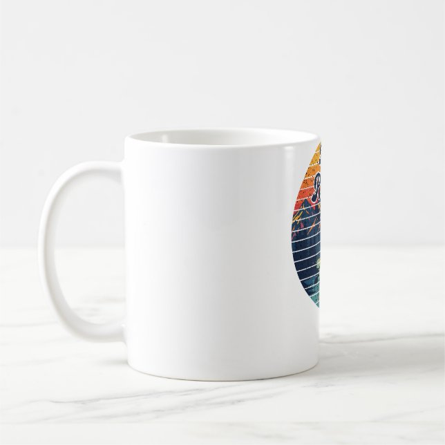 Kayak Fiske Paddle Retro Solnedgång Kaffemugg (Vänster)