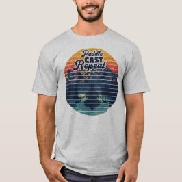 Kayak Fiske Paddle Retro Solnedgång T Shirt