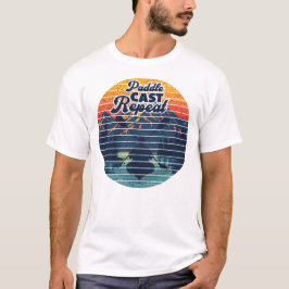 Kayak Fiske Paddle Retro Solnedgång T Shirt