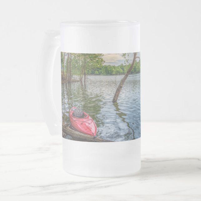 Kayak Flytande Bord Sten Sjö Frostat Ölglas (Framsida vänster)