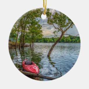 Kayak Flytande Bord Sten Sjö Julgransprydnad Keramik