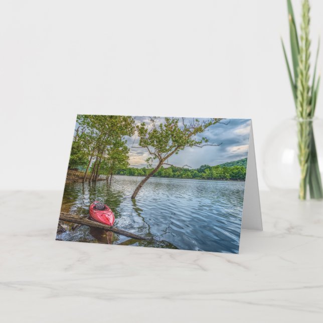 Kayak Flytande Bord Sten Sjö Kort (Framsida)