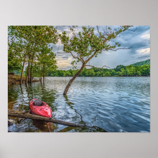 Kayak Flytande Bord Sten Sjö Poster (Framsidan)