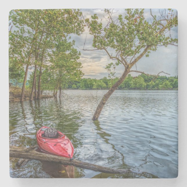 Kayak Flytande Bord Sten Sjö Stenunderlägg (Framsidan)