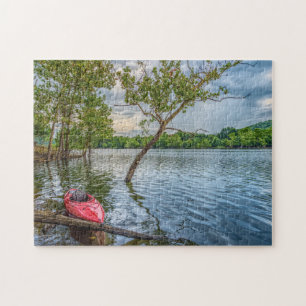 Kayak Flytande på Bord Sjö Jigszle Puzzle Pussel