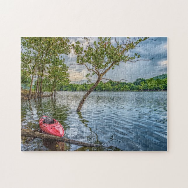 Kayak Flytande på Bord Sjö Jigszle Puzzle Pussel (Horisontell)