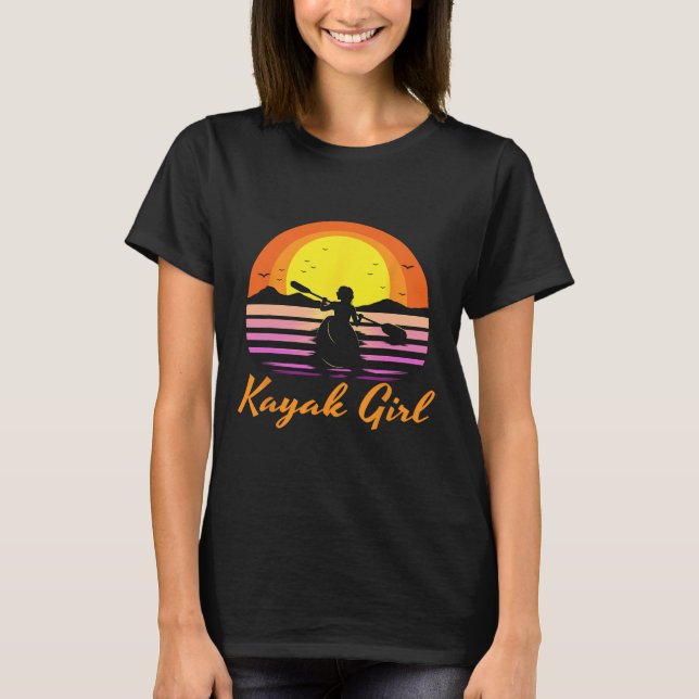 Kayak Girl Funny Kayaking Sunset Kayaker Boating B T Shirt (Framsida)