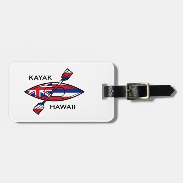 Kayak Hawaii Flagga Bagagebricka (Horisontell Framsida)