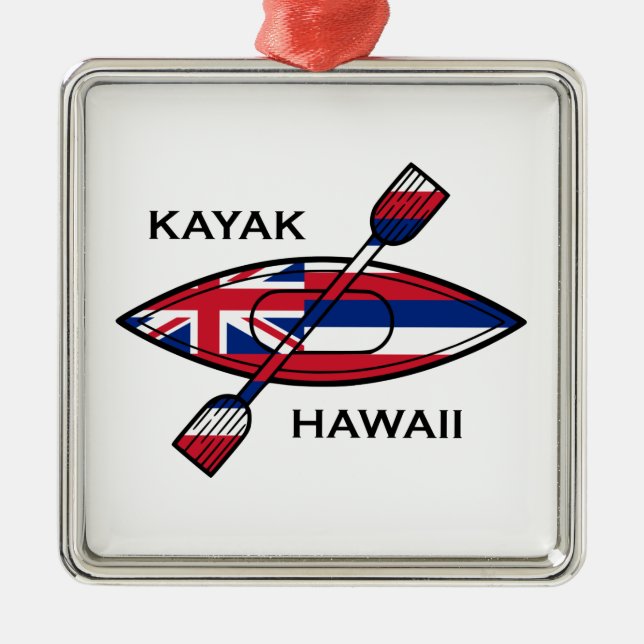 Kayak Hawaii Flagga Julgransprydnad Metall (Framsidan)