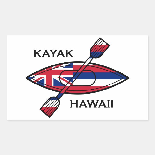 Kayak Hawaii Flagga Rektangulärt Klistermärke (Framsida)