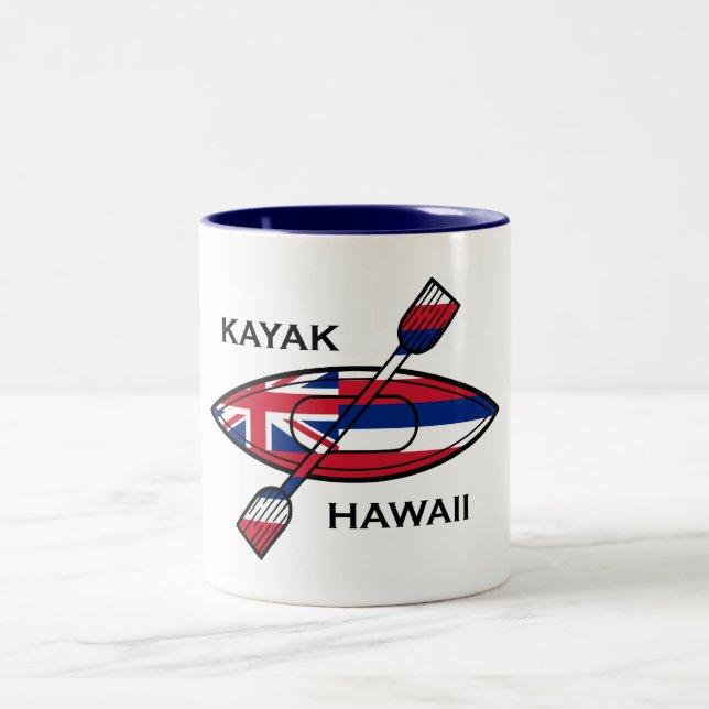 Kayak Hawaii Flagga Två-Tonad Mugg (Center)