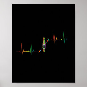 Kayak Heartbeat Båt Älskare Kanot Kanot Paddla Poster