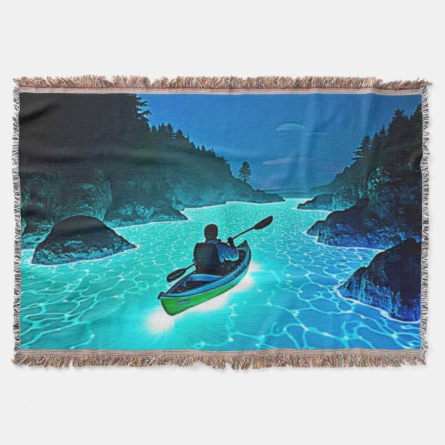 Kayak i Glowing Vatten Design Filt (Framsidan)