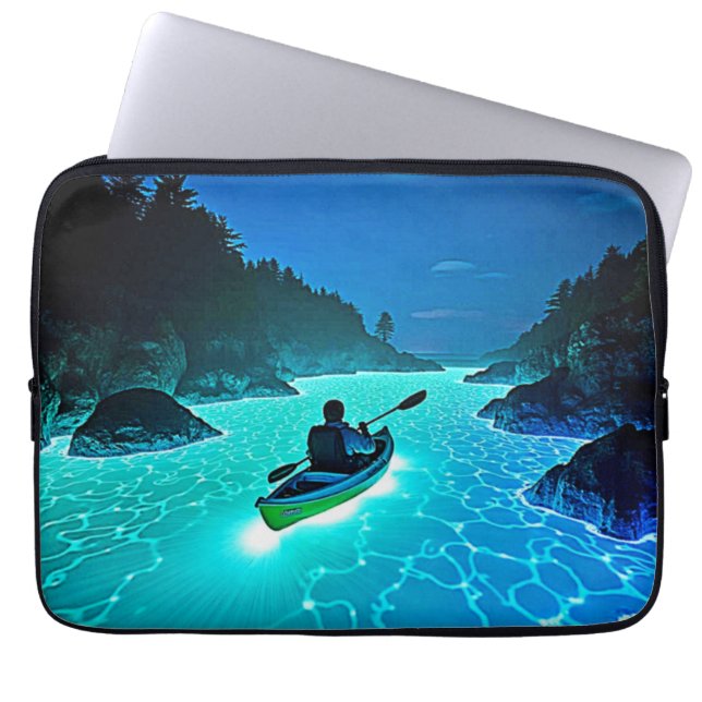 Kayak i Glowing Vatten Design Laptop Fodral (Framsidan)