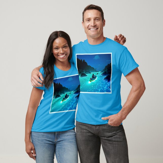 Kayak i Glowing Vatten Design T Shirt (Unisex)