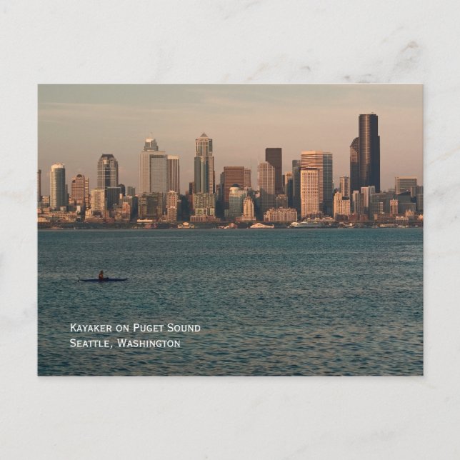 Kayak i Seattle Sunset Postcard Vykort (Framsida)