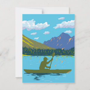 Kayak i Sjö Josephine in Glacier nationalpark Vykort