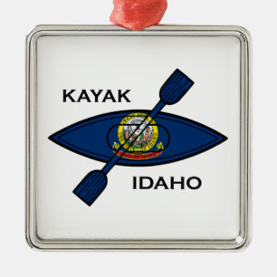 Kayak Idaho Flagga Julgransprydnad Metall