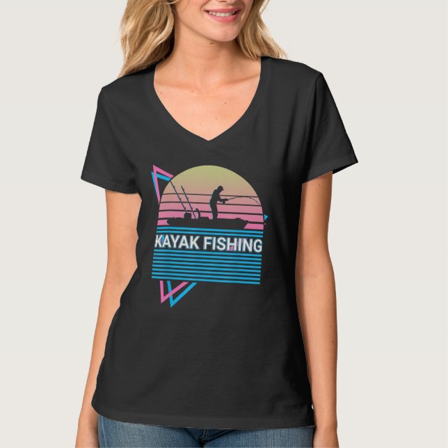 Kayak Kayaking Retro Kayak Fishing T Shirt (Framsida)